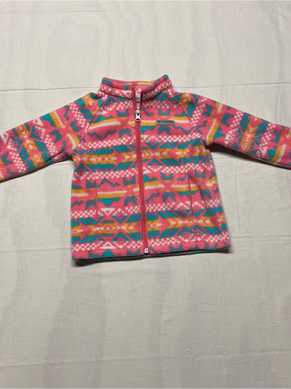 Columbia Girls' Pink Multicolor Aztec Fleece Jacket